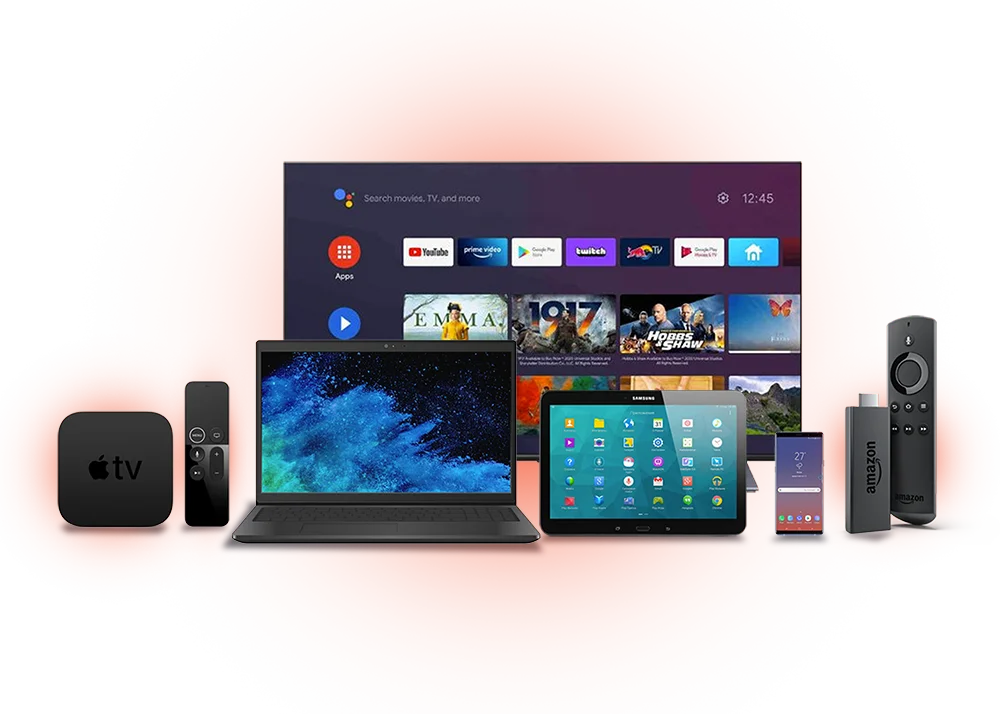 Various streaming devices and screens